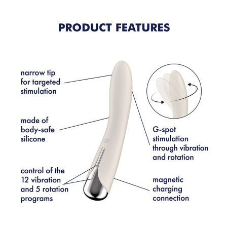 Вибратор точки G с вращением Satisfyer Spinning Vibe 1 Beige, 2 мотора || Вібратор точки G з обертанням Satisfyer Spinning Vibe 1 Beige, 2 мотори