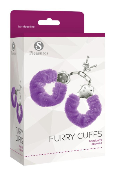 Наручники S Pleasures Furry Cuffs Purple с пушистой отделкой, 2 ключа в комплекте