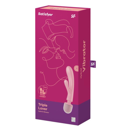 Вибратор-кролик с вибромассажером Satisfyer Triple Lover Pink, 3 мотора || Вібратор-кролик з вібромасажером Satisfyer Triple Lover Pink, 3 мотори