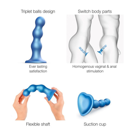 Насадка для страпона Strap-On-Me Dildo Plug Balls Blue Metallic S || Насадка для страпона Strap-On-Me Dildo Plug Balls Blue Metallic S