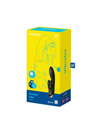 Смарт вибратор-кролик с двойным отростком Satisfyer Double Flex Black || Смарт вібратор-кролик із подвійним відростком Satisfyer Double Flex Black