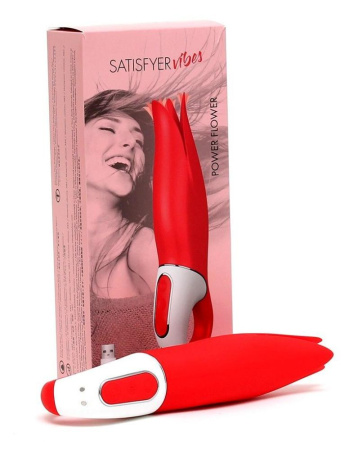 Мощный вибратор Satisfyer Vibes Power Flower с нежными трепещущими лепестками, 12 режимов работы || Потужний вібратор Satisfyer Vibes Flower Power з ніжними тремтливими пелюстками, 12 режимів роботи