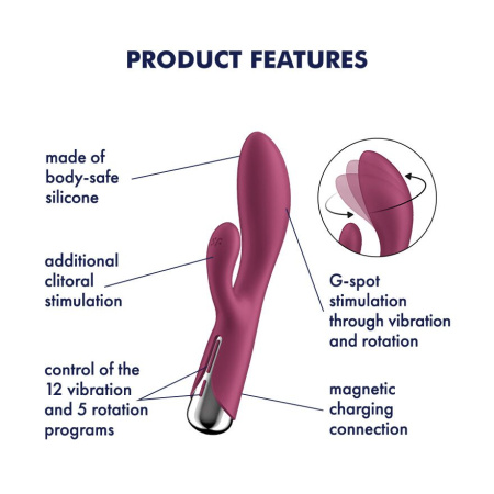 Вибратор-кролик с ротацией Satisfyer Spinning Rabbit 1 Red, 3 мотора || Вібратор-кролик з ротацією Satisfyer Spinning Rabbit 1 Red, 3 мотори