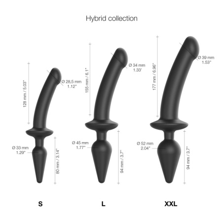 Анальная пробка с дилдо 2в1 Strap-On-Me SWITCH PLUG-IN DILDO Black S, диаметр 3,3/2,9 см || Анальна пробка з дилдо 2в1 Strap-On-Me SWITCH PLUG-IN DILDO Black S, діаметр 3,3/2,9 см