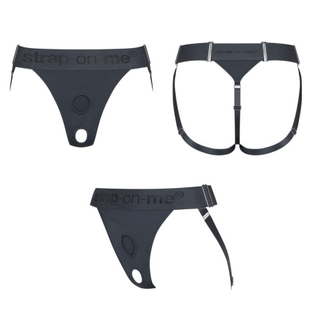 Трусики для страпона Strap-On-Me HARNAIS LINGERIE UNIQUE, One Size, серые || Трусики для страпона Strap-On-Me HARNAIS LINGERIE UNIQUE, One Size, сірі