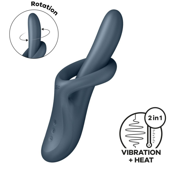 Вибратор с ротацией Satisfyer Heat Flex 4 Grey, подогрев до 39°C