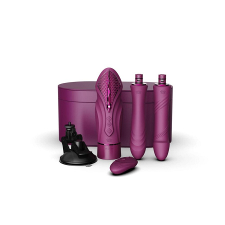 Компактная смарт секс-машина Zalo – Sesh Velvet Purple, 2 насадки, пульт ДУ, кристалл Swarovski || Компактна смарт секс-машина Zalo – Sesh Velvet Purple, 2 насадки, пульт ДК, кристал Swarovski