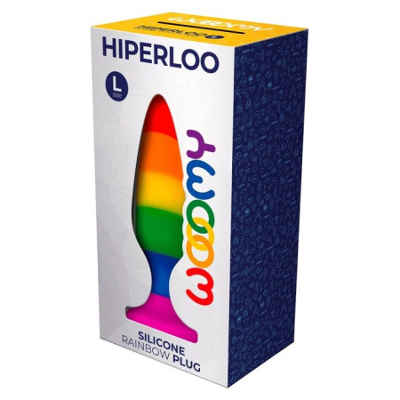 Силиконовая анальная пробка Wooomy Hiperloo Silicone Rainbow Plug L, диаметр 3,9 см, длина 13,1 см || Силіконова анальна пробка Wooomy Hiperloo Silicone Rainbow Plug L, діаметр 3,9 см, довжина 13,1 см