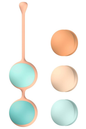 Вагинальные шарики Liebe Kewos — Peach/Mint, 5 шариков в комплекте, 15, 25, 35, 45 и 55 г || Вагінальні кульки Liebe Kewos — Peach/Mint, 5 кульок у комплекті, 15, 25, 35, 45 та 55 г