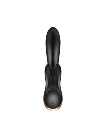 Смарт вибратор-кролик с двойным отростком Satisfyer Double Flex Black || Смарт вібратор-кролик із подвійним відростком Satisfyer Double Flex Black
