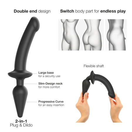 Анальная пробка с дилдо 2в1 Strap-On-Me SWITCH PLUG-IN DILDO Black XXL, диаметр 5,2/3,9 см || Анальна пробка з дилдо 2в1 Strap-On-Me SWITCH PLUG-IN DILDO Black XXL, діаметр 5,2/3,9 см