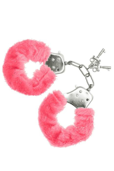 Наручники S Pleasures Furry Cuffs Pink с пушистой отделкой, 2 ключа в комплекте