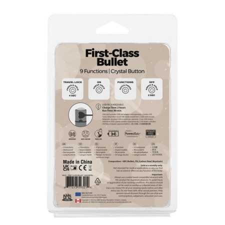 Вибропуля PowerBullet First-Class Bullet 2.5″ with Key Chain Pouch, Gun Metal, 9 режимов вибрации || Віброкуля PowerBullet First-Class Bullet 2.5″ з Key Chain Pouch, Gun Metal, 9 режимів вібрації