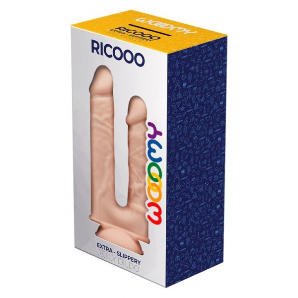Двойной фаллоимитатор с присоской Wooomy Ricooo (19х4.3 см и 17х3.3 см)