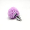Металлическая анальная пробка Кроличий хвостик Alive Fluffy Twist Plug S Purple, диаметр 2,9 см || Металева анальна пробка Кролячий хвостик Alive Fluffy Twist Plug S Purple, діаметр 2,9 см