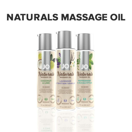 Массажное масло JO Naturals Massage Oil Lavender&Vanilla с натуральными эфирными маслами,120мл || Масажна олія JO Naturals Massage Oil Lavender&Vanilla з натуральними ефірними оліями (120 мл)