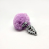 Металлическая анальная пробка Кроличий хвостик Alive Fluffy Twist Plug M Purple, диаметр 3,4 см || Металева анальна пробка Кролячий хвостик Alive Fluffy Twist Plug M Purple, діаметр 3,4 см