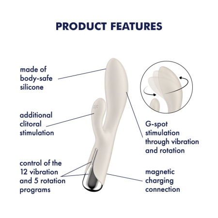Вибратор-кролик с ротацией Satisfyer Spinning Rabbit 1 Beige, 3 мотора || Вібратор-кролик з ротацією Satisfyer Spinning Rabbit 1 Beige, 3 мотори